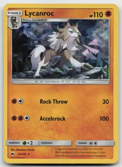 Pokemon tcg SM - Burning Shadows #76/147 Lycanroc (76) Cracked Ice Holo MP - Image 1