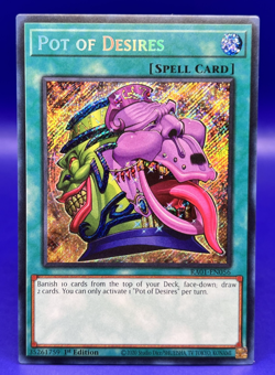 Yugioh Pot of Desires RA01-EN056 Platinum Secret Rare 1st Ed NM - Image 1