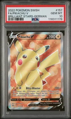 Pokemon Pikachu V 157/172 Brilliant Stars Deutsch PSA 10 GEM MINT Low POP - Image 1