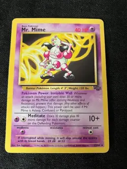 Mr. Mime Invisible Wall/Meditate 40 HP Pokemon Jungle TCG Card 22/64 - Image 2