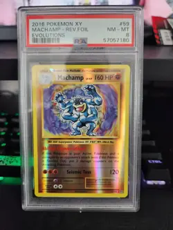2016 Pokemon XY Machamp Rev Foil Evolutions PSA 8 Card #59 - Image 1