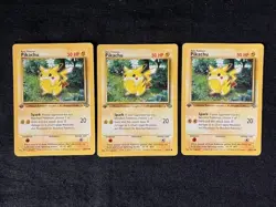 First Edition Pikachu Spark 50 HP Pokemon Jungle TCG Card 60/64 - Lot of 3 - Image 1