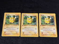 First Edition Pikachu Spark 50 HP Pokemon Jungle TCG Card 60/64 - Lot of 3 - Image 2
