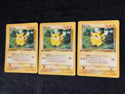 First Edition Pikachu Spark 50 HP Pokemon Jungle TCG Card 60/64 - Lot of 3 - Image 3