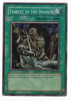 Yu-Gi-Oh! Metal Raiders Tribute To The Doomed Super Rare Spell Card MRD-057 MP - Image 1