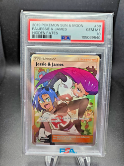 Jessie & James Full Art 68/68 Hidden Fates Holo Pokemon Card TCG PSA 10 "GEM MT" - Image 1