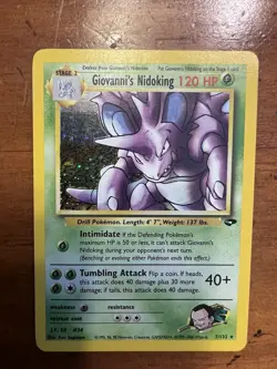 Pokemon TCG Giovanni's Nidoking Gym Challenge Holo Card 7/132 Unlimited Rare - Image 1
