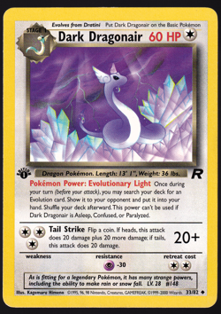 Dark Dragonair 1st Edition 33/82 Team Rocket Pokemon TCG Card MP - Image 1