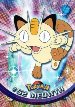 Pokemon #52 Meowth Card Blue Logo Series 1 Topps - Image 1