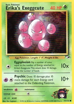 Pokemon Erika's Exeggcute Card 77/133 Gym Heroes Set - Image 1