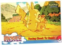 Pokemon Racing Cheek To Cheek Card Pikachu's Vacation Blue Label Topps Movie - Image 1