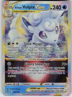 Alolan Vulpix VSTAR Ultra Rare SWSH12: Silver Tempest 034/195 Pokemon - Image 1