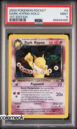 PSA 9 Mint Dark Hypno Holo 1st Edition 9/82 Pokemon 2000 Team Rocket - Image 1