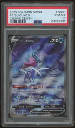 2023 Pokemon Sword Shield Crown Zenith #GG38 Full Art Suicune V PSA 10 GEM MT - Image 1