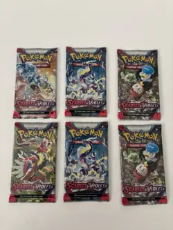 New & Sealed! Pokemon Scarlet and Violet Base Set Booster Packs, Lot of 6 - Image 1