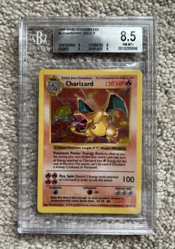 1999 Pokemon Base Set Shadowless #4 Charizard Holo Rare BGS 8.5 (.5 From 9 Mint) - Image 1