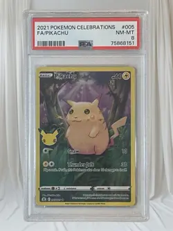Pokemon 2021 Celebrations Pikachu Full Art Mint #005/025 PSA 8 NM-MT - Image 1
