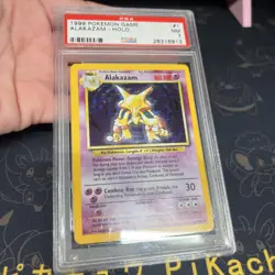 VINTAGE Pokemon TCG 1999 Pokemon Base Set Alakazam Holo #1 PSA 7 NM - Image 5
