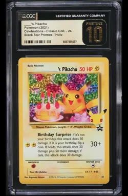 Birthday Pikachu Pokemon 2021 Celebrations Black Star Promo #24 PRISTINE CGC 10 - Image 1