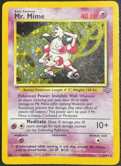 Mr. Mime - 6/64 - 1999 Jungle Unlimited Pokemon Card WOTC Vintage Holo Rare (MP) - Image 1