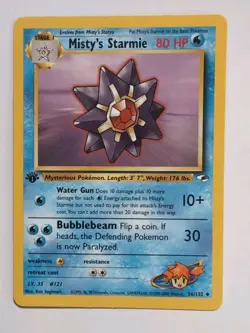 Pokemon Card Misty's Starmie 56/132 Gym Heroes Series First Edition - Image 1