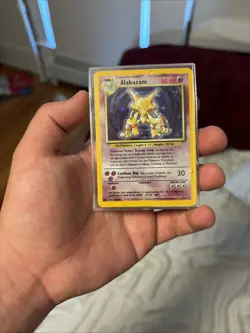 Pokemon Alakazam Card 1/102 - Holo Rare Original Vintage Trading Card - Image 1