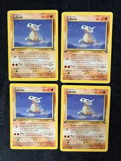 First Edition Cubone Snivel/Rage 40 HP Pokemon Jungle TCG Card 50/64 - Lot of 4 - Image 1