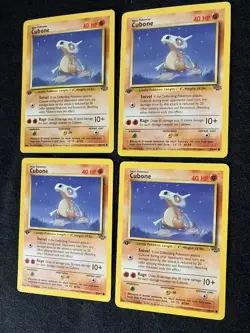 First Edition Cubone Snivel/Rage 40 HP Pokemon Jungle TCG Card 50/64 - Lot of 4 - Image 3