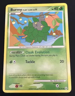 Pokemon TCG Burmy Plant Cloak Rare Card 56/99 Arceus 2009 - NM - Image 1