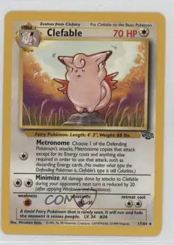 Clefable Pokemon Jungle #17 1999 e9b - Image 1