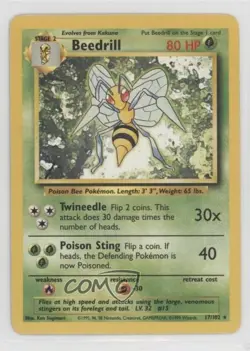Beedrill Pokemon Base Set #17 1999 e9b - Image 1