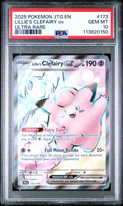 2025 Pokemon Journey Together Lillie's Clefairy ex PSA 10 GEM MINT 173 UR - Image 1