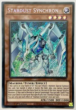 DAMA-EN002 Stardust Synchron - Secret Rare 1st Edition Lightly Played YuGiOh - Image 1