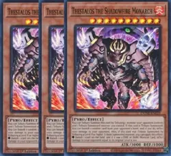 Yugioh Thestalos the Shadowfire Monarch x 3 - 1st Super Rare LP - Free Holo - Image 1