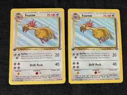 First Edition Fearow 70 HP Pokemon Jungle TCG Card 36/64 - Lot of 2 - Image 1