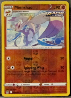 1 POKEMON CARD TCG/MIENSHAO/077/163/RARE/REVERSE HOLO/2021/RAPID STRIKE - Image 1