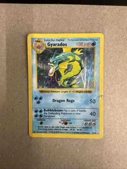 Pokemon Gyarados TCG Base Set Holo Shadowless Rare Card 6/102 - Poor Condition - Image 1