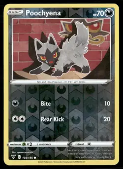 2020 Vivid Voltage Set Pokemon Card 103 Poochyena Reverse Foil NM - Image 1