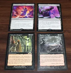 4x Rare Black MTG Rares Blanket of Night, Volrath's Dungeon, Beacon of Unrest - Image 1