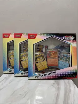 3x Pokemon TCG SV8.5 Prismatic Evolutions Poster Collection Box Lot New/Sealed✅ - Image 1