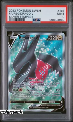 PSA 9 Mint Regidrago V Full Art Holo Ultra Rare 183/195 Pokemon Silver Tempest - Image 1