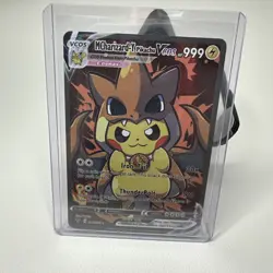 Pikachu Cosplay Mega Charizard Y Pokemon Custom ACG Card Holo Foil Anime Cosplay - Image 1