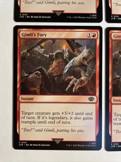 4x Mtg Lord Of The Rings Gimli‘s Fury NM Magic The Gathering - Image 2