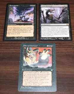 3x MTG Black Rare Enchantment Gravestorm, Infernal Darkness, Grave Betrayal - Image 1