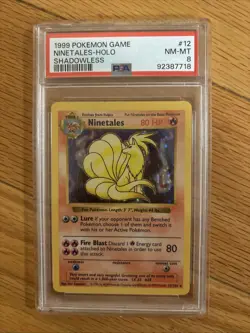 1999 Pokemon Ninetales Holo Card 12/102 Shadowless - Image 1