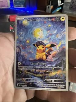 Pokemon Pikachu With The Starry Night Van Gogh Art Style Custom Card - Image 1