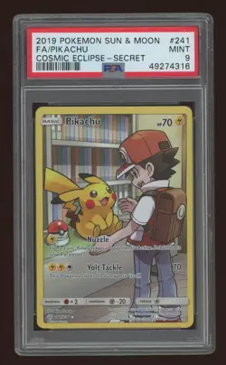 2019 Pokemon Cosmic Eclipse Pikachu Secret Rare 241/236 PSA 9 Mint graded - Image 1