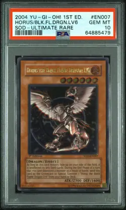 YUGIOH PSA 10 Horus the Black Flame Dragon LV6 SOD-EN007 Ultimate 1st Edition - Image 1