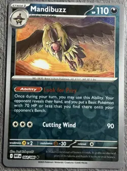 Pokemon Card - Error Miscut OC Black Bolt White Flare Mandibuzz Reverse Holo - Image 1