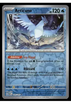 Articuno Reverse Holo NM 144/165 Scarlet & Violet 151 Pokemon Card - Image 1